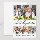 Calligrafie Beste dag ooit 4 Fotohuwelijk Bedankkaart (Voorkant / Achterkant)
