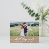 Calligrafie Beste dag op bruiloft Dank je Kraft Briefkaart (Staand voorkant)