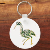 Calligrafie Bird (Stork) Sleutelhanger (Voorkant)