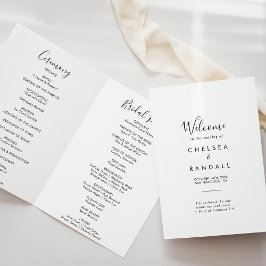 Calligrafie Black and White Folded Wedding Programma