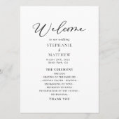 Calligrafie Black and White Wedding Programmakaart (Voorkant)