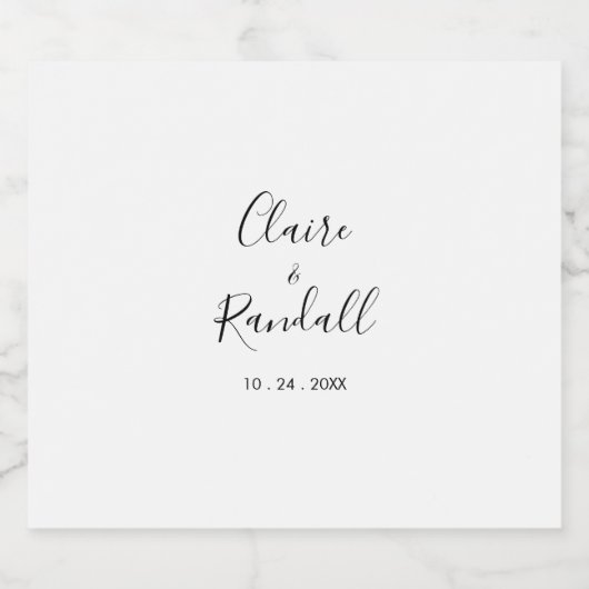 Calligrafie Black and White Wedding Sparkling Wijnetiket (Enkel label)