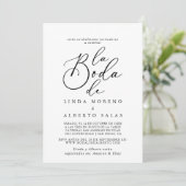 Calligrafie Black en White La Boda de Wedding Kaart (Staand voorkant)