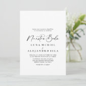 Calligrafie Black en White Nuestra Boda Kaart (Staand voorkant)