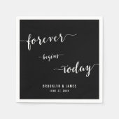 Calligrafie Black Forever Wedding Napkins Servetten (Voorkant)
