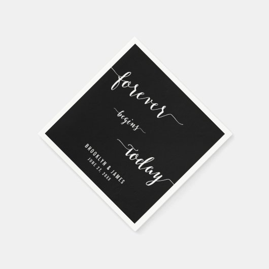 Calligrafie Black Forever Wedding Napkins Servetten (Hoek)