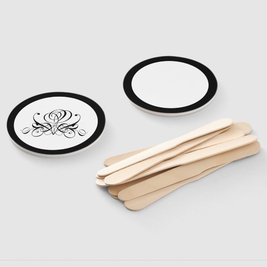 Calligrafie Black Roos Wedding Handwaaier (Niet-gemonteerd)