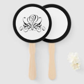 Calligrafie Black Roos Wedding Handwaaier (Voorkant en achterkant)