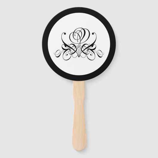 Calligrafie Black Roos Wedding Handwaaier (Voorkant)