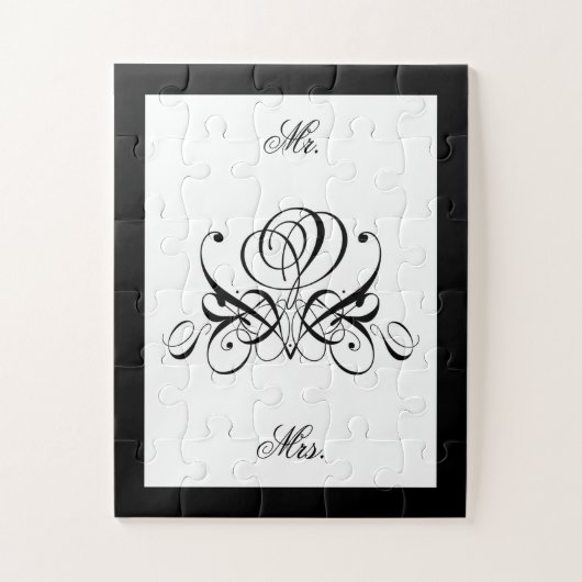 Calligrafie Black Roos Wedding Legpuzzel (Verticaal)
