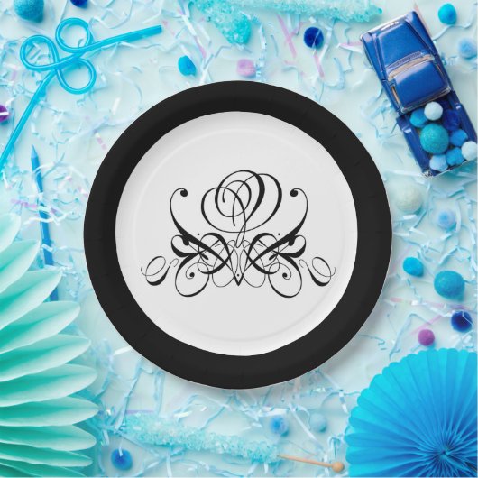 Calligrafie Black Roos Wedding Papieren Bordje (Feest)