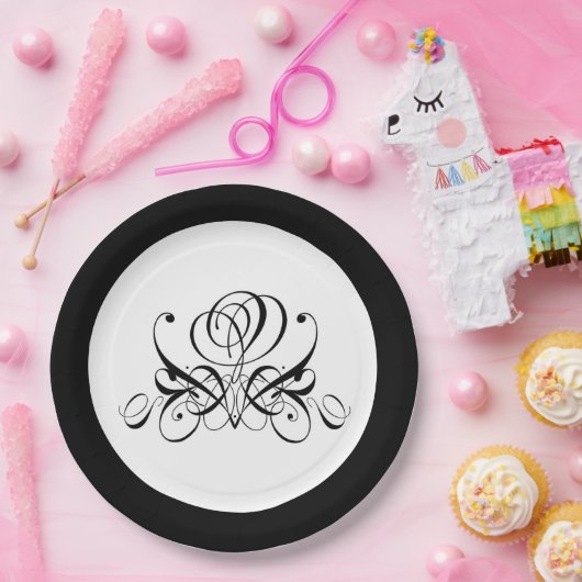 Calligrafie Black Roos Wedding Papieren Bordje (Feest)