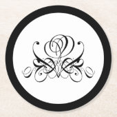 Calligrafie Black Roos Wedding Ronde Kartonnen Onderzetter (Voorkant)