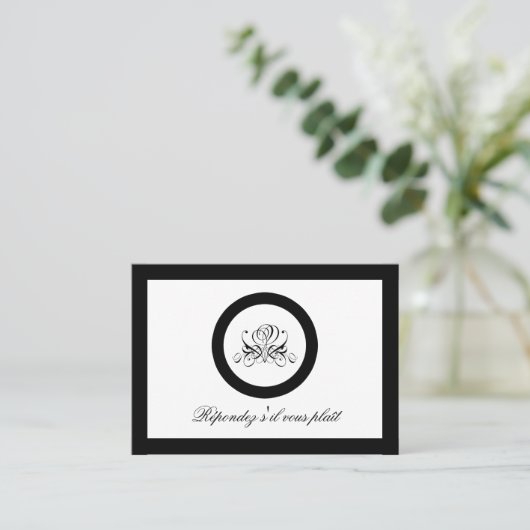 Calligrafie Black Roos Wedding Visitekaartje (Staand voorkant)