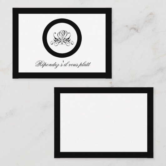 Calligrafie Black Roos Wedding Visitekaartje (Voorkant / Achterkant)