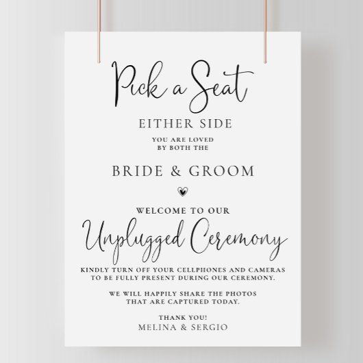 Calligrafie Black Wedding Unplugged Ceremony Poster