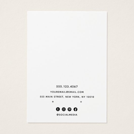 Calligrafie Black White Earring Display Kaart (Achterkant)