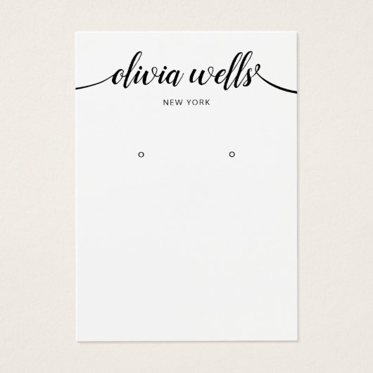 Calligrafie Black White Earring Display Kaart (Voorkant)