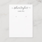 Calligrafie Black White Earring Display Kaart Visitekaartje (Voorkant)