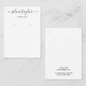 Calligrafie Black White Earring Display Kaart Visitekaartje (Voorkant / Achterkant)