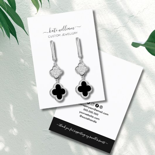 Calligrafie Black White Earring Display Kaart Visitekaartje