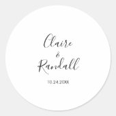 Calligrafie Black White Wedding Ronde Sticker (Voorkant)