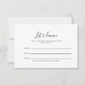 Calligrafie Black White Wedding Song Request Card RSVP Kaartje (Voorkant)