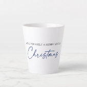 Calligrafie Blauwe Ink Pen Minimale Kerstmis Latte Mok (Voorkant)
