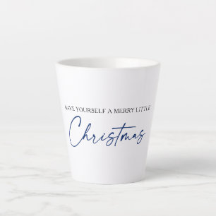 Calligrafie Blauwe Ink Pen Minimale Kerstmis Latte Mok