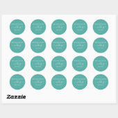 Calligrafie Blauwgroen bruiloft Envelope-zegels Ronde Sticker (Vel)