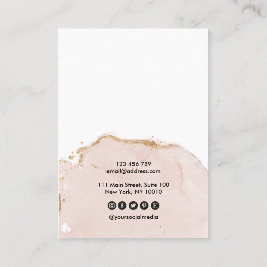 Calligrafie, bleekroze aarde Veroorzaagkaart Visitekaartje (Achterkant)