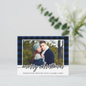 Calligrafie Blue Pset Couple met kerstmis Briefkaart (Staand voorkant)
