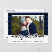 Calligrafie Blue Pset Couple met kerstmis Briefkaart (Voorkant / Achterkant)