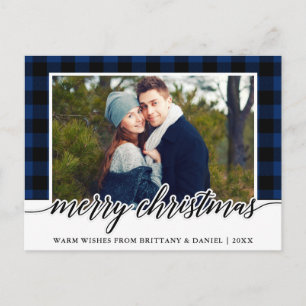 Calligrafie Blue Pset Couple met kerstmis Briefkaart