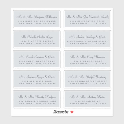 Calligrafie Blue Wedding Guest Adresetiketten Sticker (Vel)