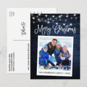 Calligrafie Blue Wood Lichten Instant Camera Foto Briefkaart (Voorkant / Achterkant)