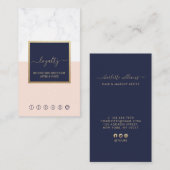 Calligrafie Blush & Midnight Blue Loyalty Verticaa Visitekaartje (Voorkant / Achterkant)