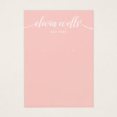 Calligrafie Blush Pink Earling Display Card Visitekaartje (Voorkant)