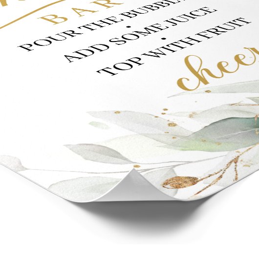 Calligrafie boho eucalyptus gold mamma-osa bar sig poster (Hoek)