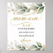Calligrafie boho eucalyptus gold mamma-osa bar sig poster (Voorkant)