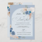 Calligrafie Boho Stof Blauw Pampas Bruidsmeisje Fe Kaart (Voorkant / Achterkant)