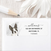 Calligrafie Boston Terrier Return-adres Etiket (Insitu)