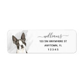 Calligrafie Boston Terrier Return-adres Etiket (Voorkant)