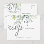 Calligrafie Botanical Wedding Rsvp Briefkaart (Voorkant / Achterkant)
