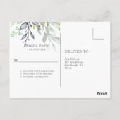 Calligrafie Botanical Wedding Rsvp Briefkaart (Achterkant)