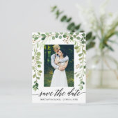 Calligrafie Botanisch groen sparen de Foto van de Aankondigingskaart (Staand voorkant)