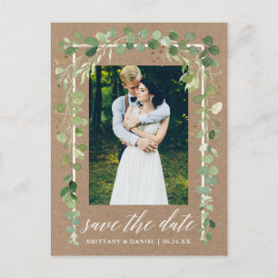 Calligrafie Botanisch sparen de Date Kraft Aankondigingskaart