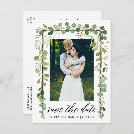 Calligrafie Botanisch sparen de Datum Lijst van he Aankondigingskaart (Voorkant / Achterkant)