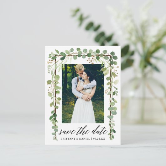 Calligrafie Botanisch sparen de Datum Lijst van he Aankondigingskaart (Staand voorkant)