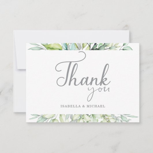 Calligrafie Botanische bruiloft Dank je Bedankkaart (Voorkant)